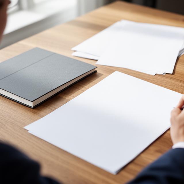 Legal papers and a solicitor's notebook arranged on a wooden desk before a court application